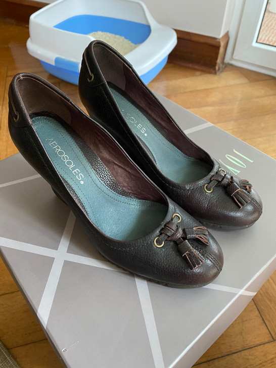 棕色 坡跟，36码，9成新