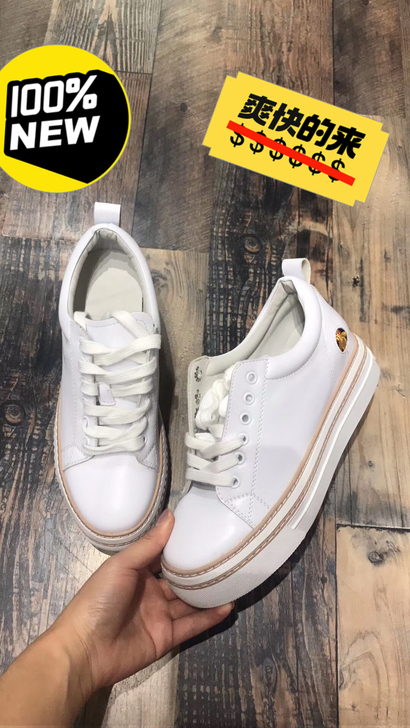 特价清 真皮坡跟小白鞋 全新高品质