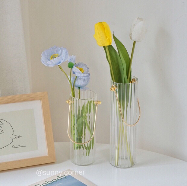 ins风北欧轻奢透明玻璃花瓶现代简约桌面装...