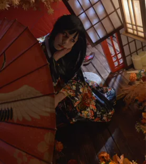 地狱少女阎魔爱和服cos，全套有毛有鞋有稻...