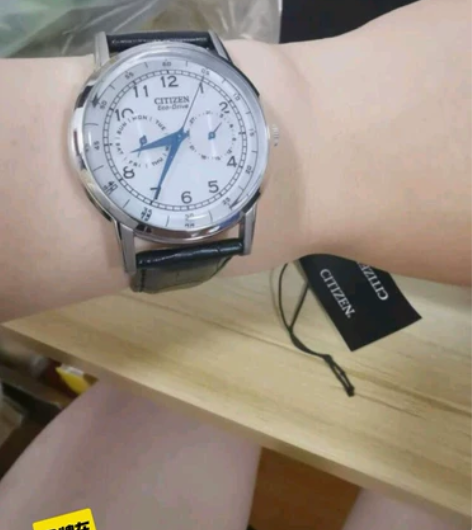 西铁城光动能小蓝针男表时尚潮流学生休闲皮带...