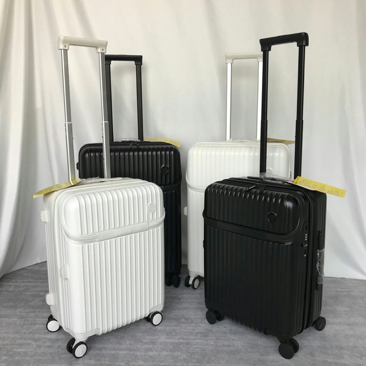 前置电脑开口拉杆箱静音万向轮行李箱20寸女...