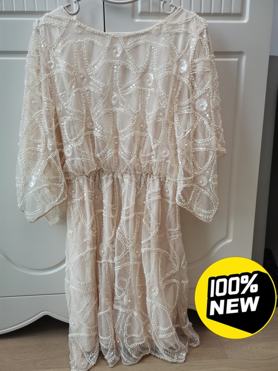 奢华重工钉珠亮片珍珠春夏连衣裙