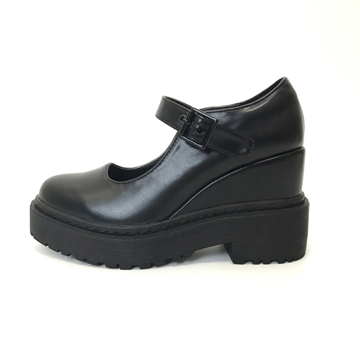 复古玛丽珍女鞋厚底坡跟