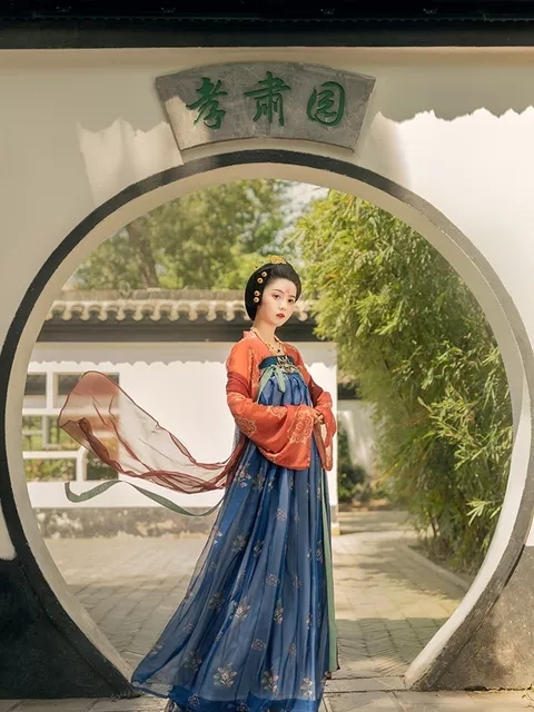 【长安令】花朝记汉服闲庭小记系列唐制绣花裙...