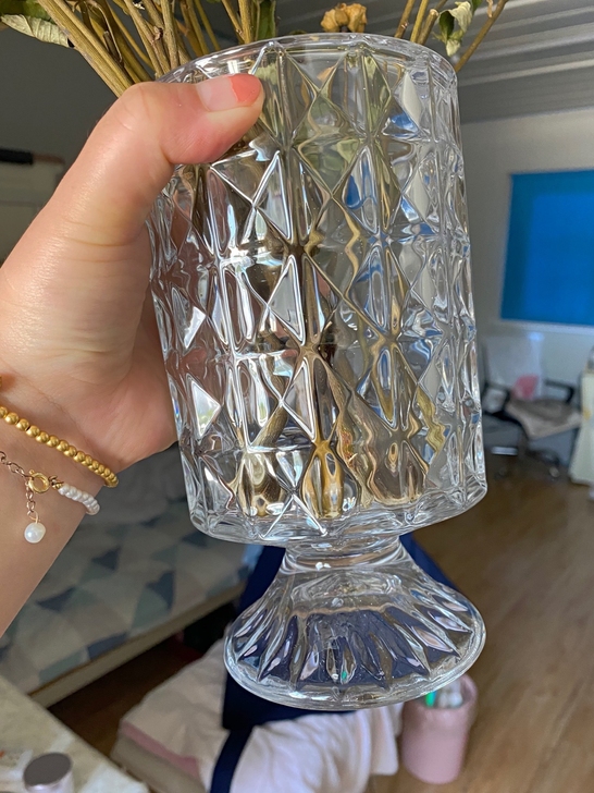 全新高脚水晶玻璃花瓶水培鲜花插花花器轻奢北...