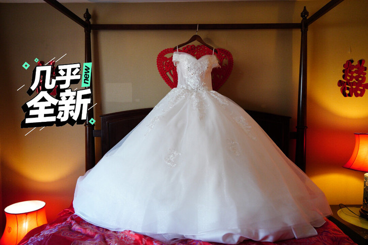 主婚纱，高品质大拖尾，进口白纱，不用裙撑里...