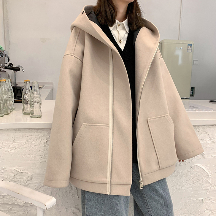 毛呢外套女短款小个子宽松韩版2021新款春...