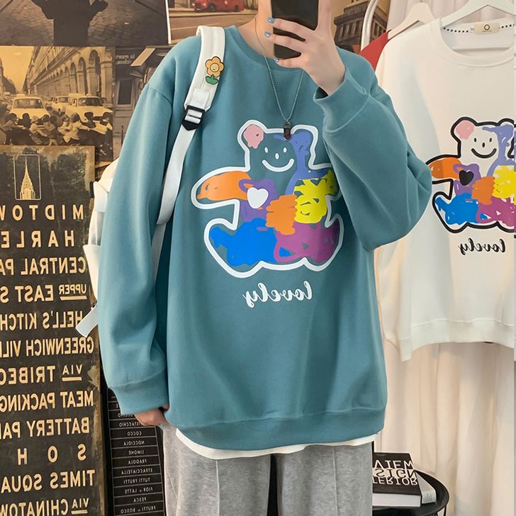 小熊卫衣女宽松bf慵懒风2020新款秋冬加...