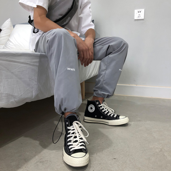 超火cec春秋运动裤子女高腰阔腿垂感束脚裤...