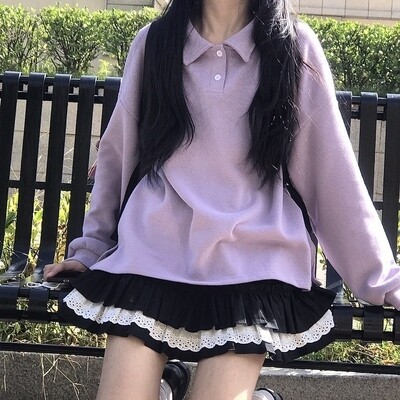 日系软妹少女蕾丝打底裙高腰蛋糕裙半身裙JK...