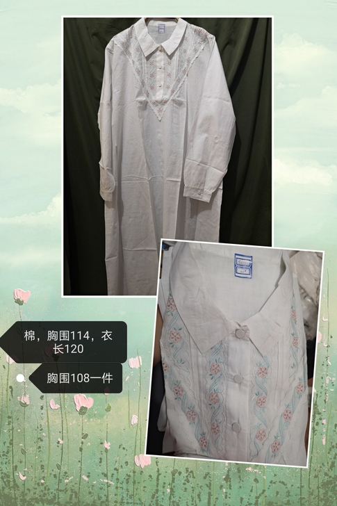 棉睡裙手工绣花镂空 细节图在前几张，全麻的...