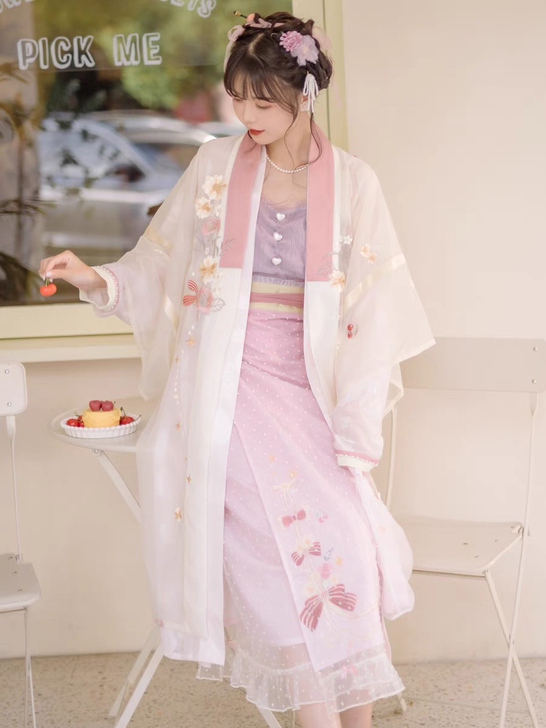 远山乔【樱桃糖水】宋制汉服夏刺绣褙子对襟长...