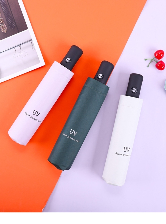 UV全自动雨伞黑胶防晒晴雨两用三折伞折叠太...