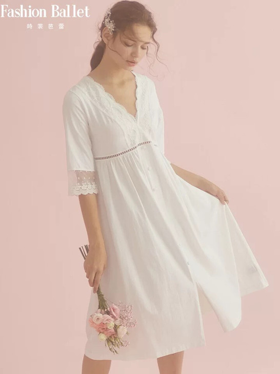 歌瑞尔旗下时裳芭蕾性感蕾丝睡衣女宫廷风连衣...