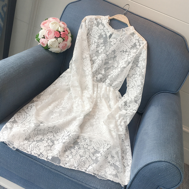 镂空蕾丝连衣裙显瘦中长款内搭打底裙2016...