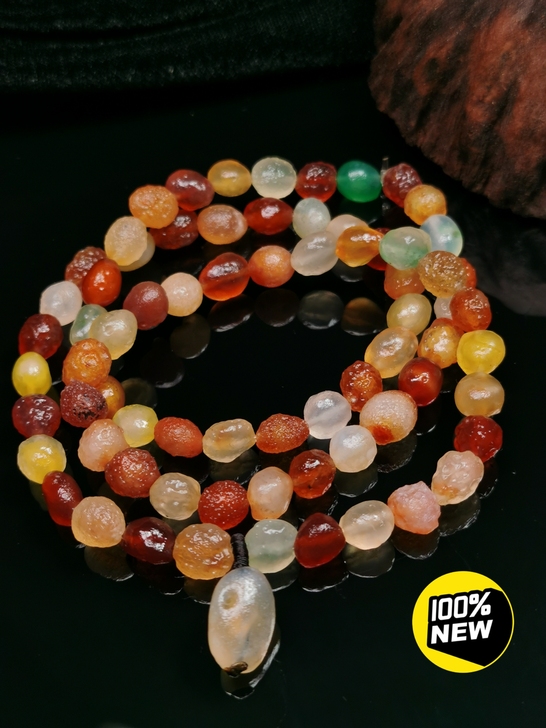 ALS005号    阿拉善玛瑙彩色三圈手链
