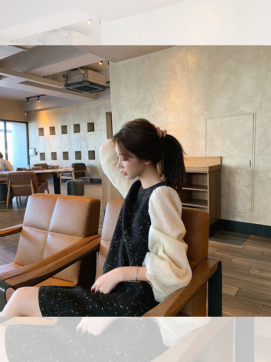 小香风遮胯裙子显瘦高腰小黑裙！！！