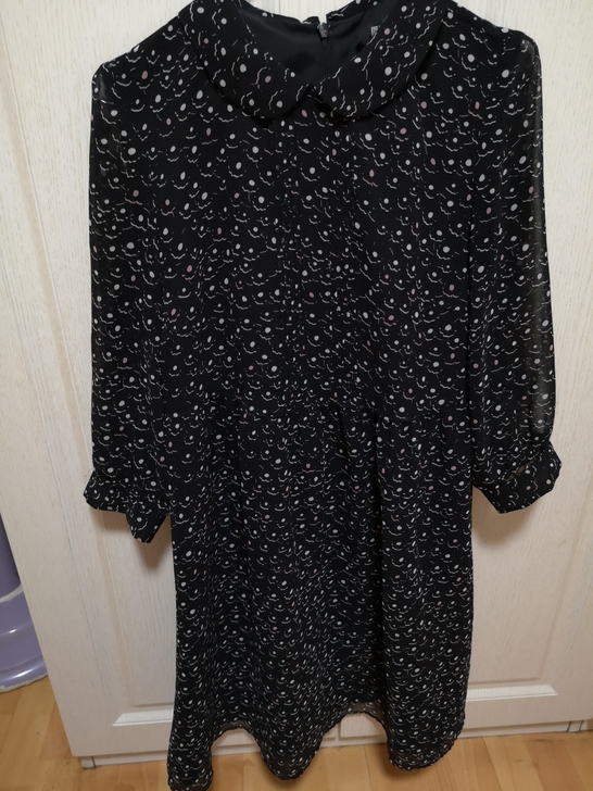 优衣库娃娃领雪纺连衣裙,S码