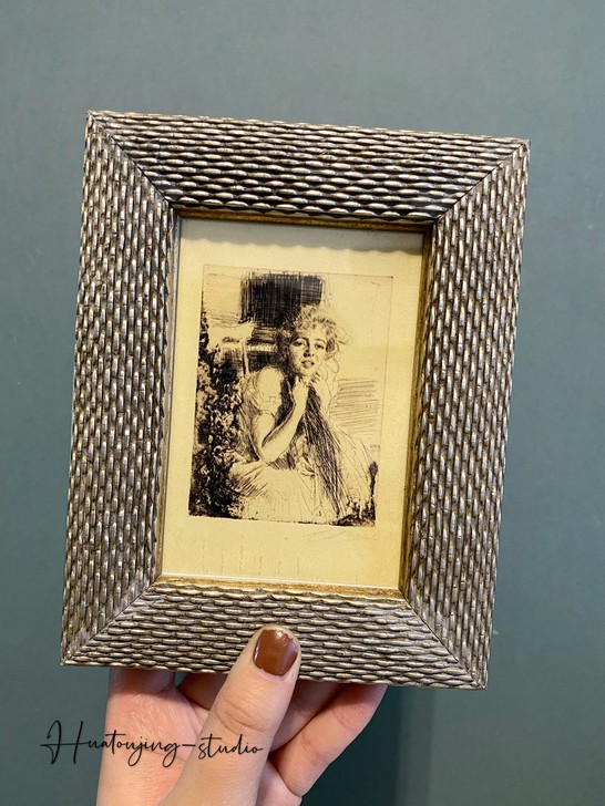 古典vintage浮雕涂银实木老相框