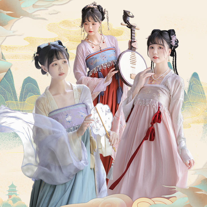 远山乔【戏梦长安】原创绣花齐胸衫裙诃子配饰...