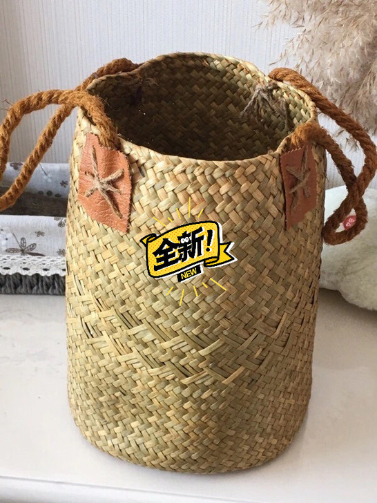 草编花篮花筒手工编织收纳篮收纳筐北欧竹编创...