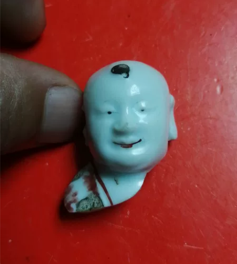 清代或民国瓷人物娃娃头，福娃，脸蛋漂亮，肩...
