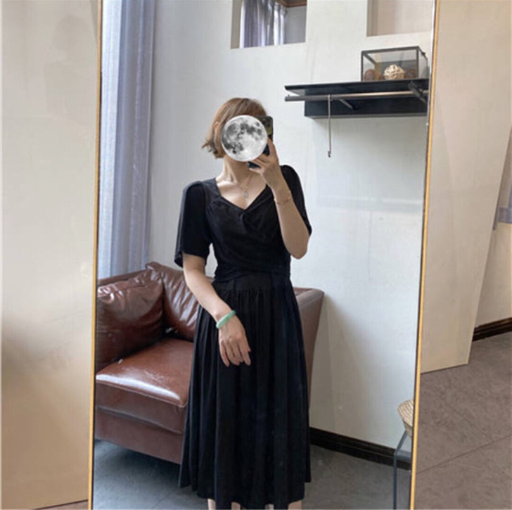 全新带吊牌黑色赫本风连衣裙