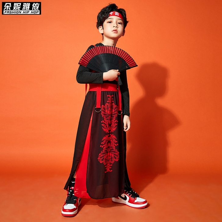 儿童中国风演出服汉服潮服街舞女童爵士舞服装...