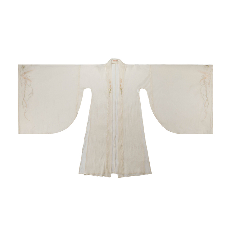 汉尚华莲传统汉服女装纯色飞鸟刺绣大袖衫外披...