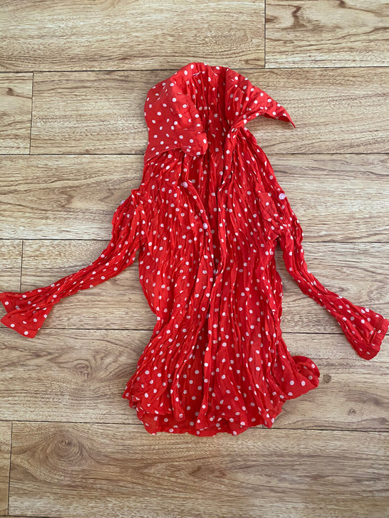 复古红波点红色衬衫女