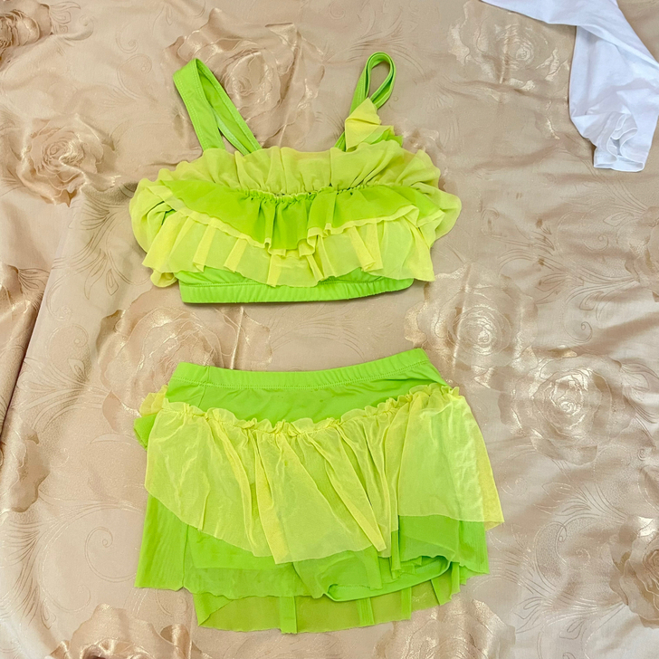 分体泳衣绿色黄色