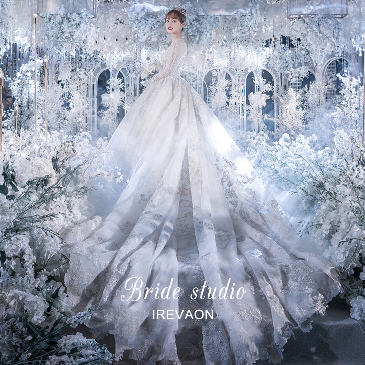 伊恩夕薇 |星空主婚纱礼服女大拖尾2020...