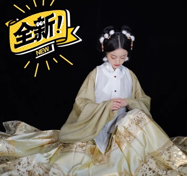 春日宴汉服狮狮如意马面织金明制汉服大明少女