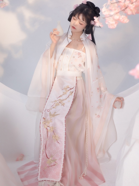 远山乔【花见之约】明制汉服女春立领长衫云肩...