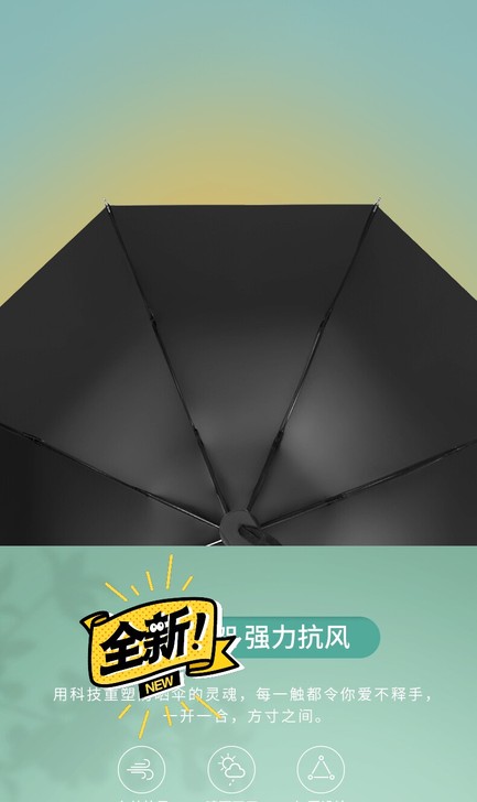 全新，质量很好，伞骨很结实，既可防晒又可挡...