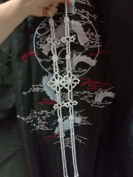汉服明制挑牌狄髻头面长流苏珍珠步摇