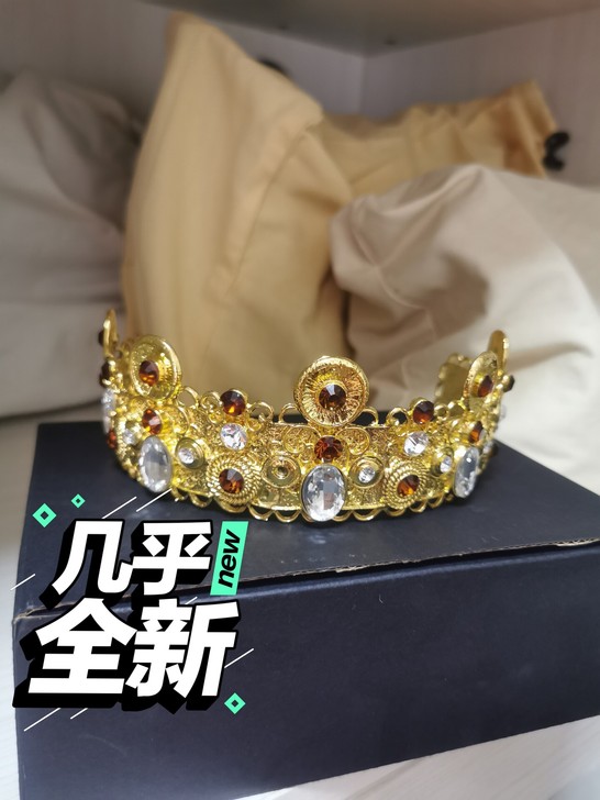 巴洛克皇冠 新娘皇冠 金色带钻皇冠