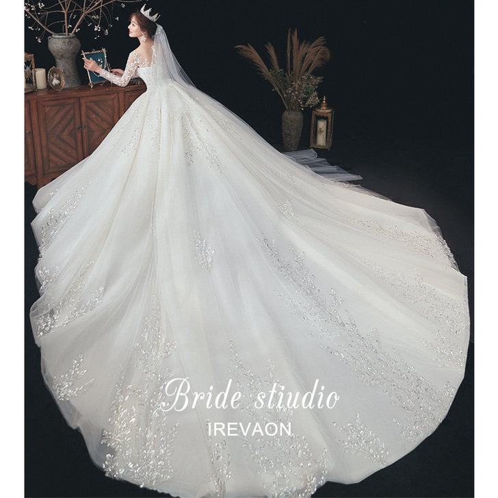 【年货价】伊恩【花蔓】长袖冬季婚纱礼服新#...