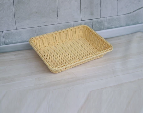 仿藤编水果篮子藤编面包篮超市零食收纳篮塑料...