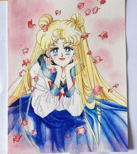 美少女战士 出炉啦！这张上色的时候带的颜料...