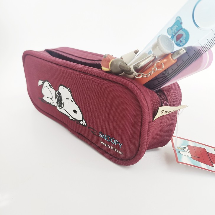 正版史努比snoopy笔袋 枣红色