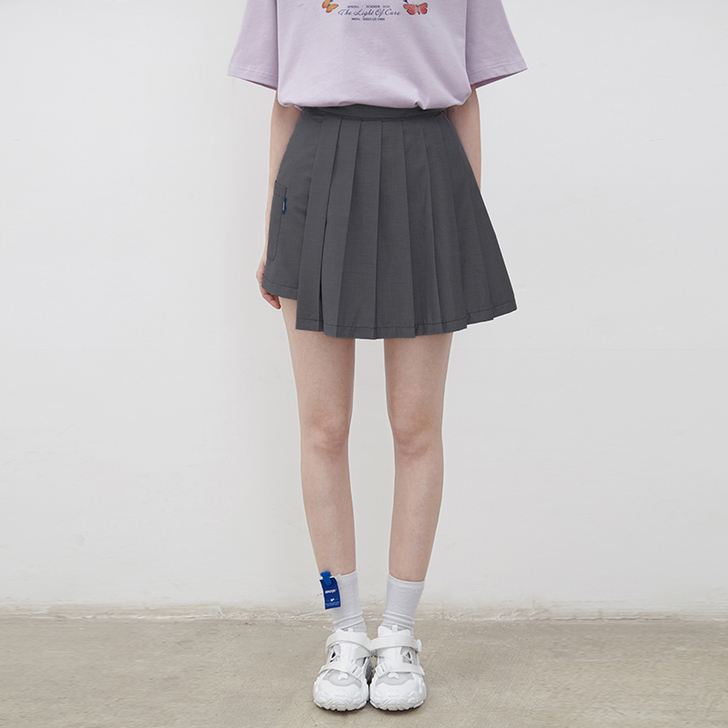 MOBS国潮20SS学院风不规则高腰短裙女...