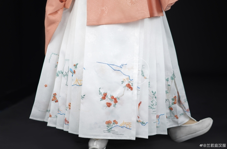 兰若庭汉服 绣花 印花 仿孔府花鸟裙 百搭...