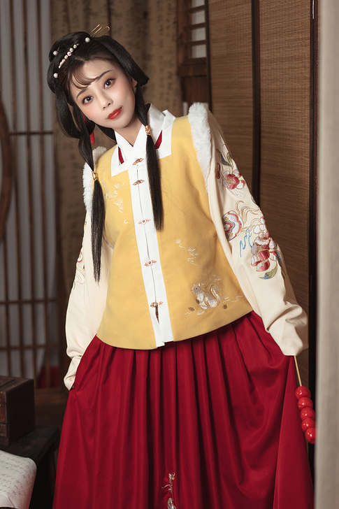 花神记 汉服比甲黄色