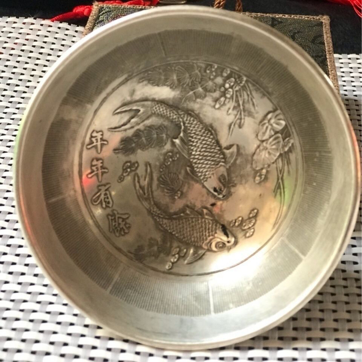 家里的摆设碗，花开富贵银碗年年有鱼 银碗，...