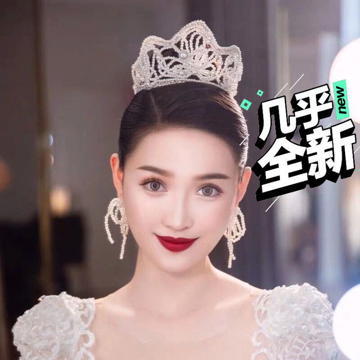 新娘饰品。韩式手工珍珠圆皇冠复古巴洛克气质...