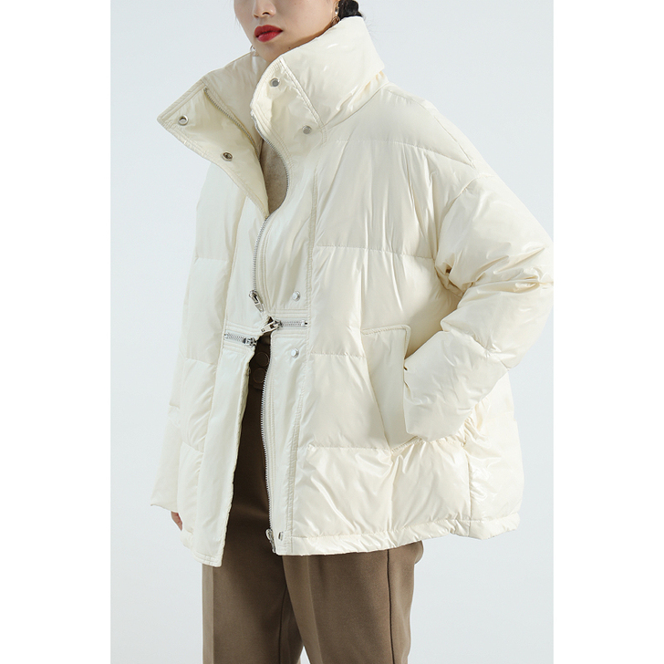 ゅ专衣亮面立领羽绒服2020年新款女冬宽松...