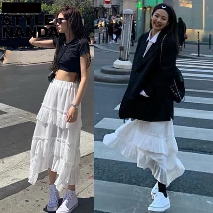 Jennie同款不规则蛋糕裙长裙