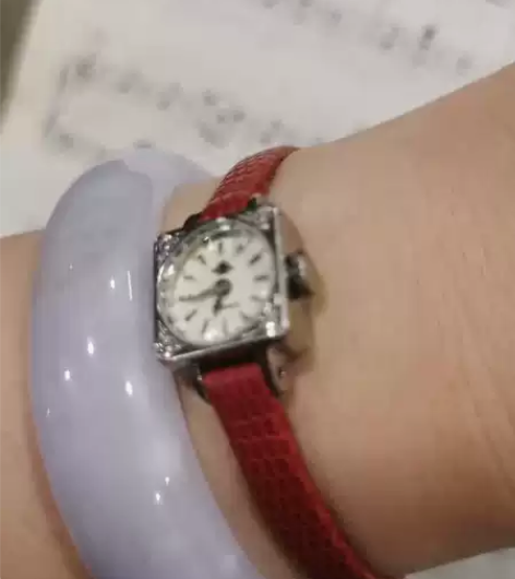 rosemont罗斯蒙特小方糖红色皮表带石...